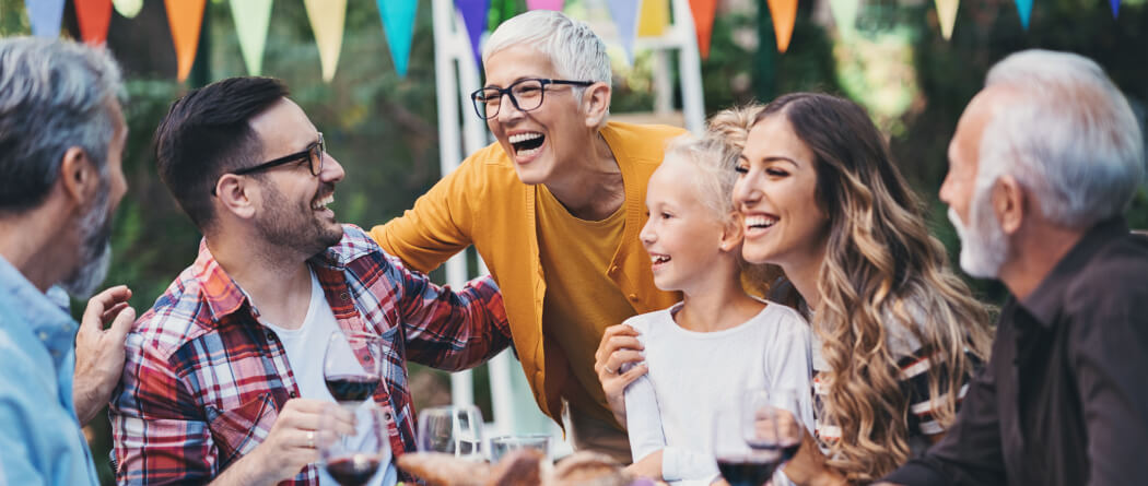 Large family dining outside