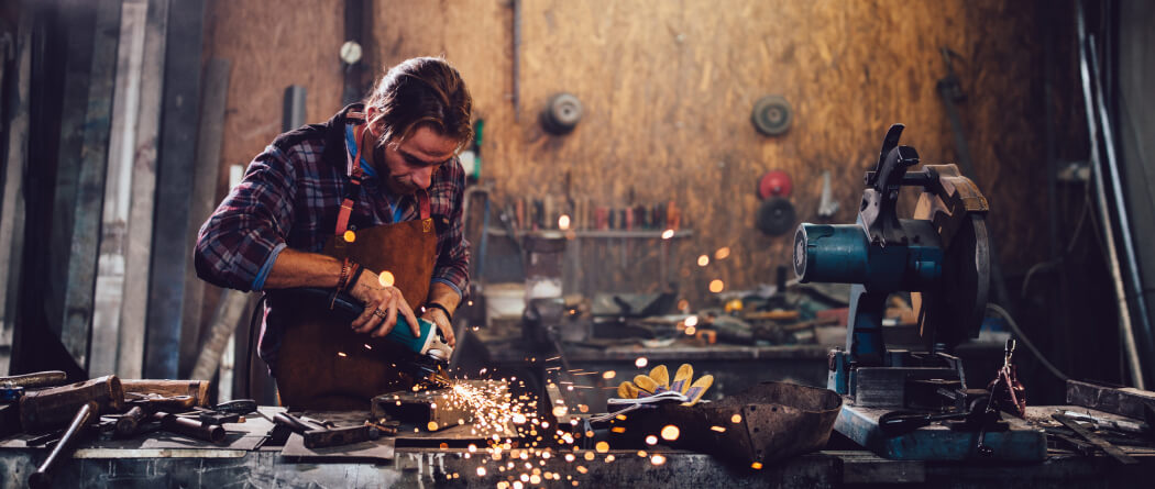 Blue-collar worker in a workshop